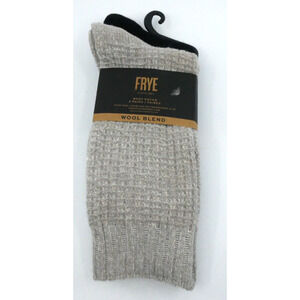 Frye Boot Socks Soft Wool Blend • 2 Pack Sz 5-10 • Ivory Cream & Black • Waffle